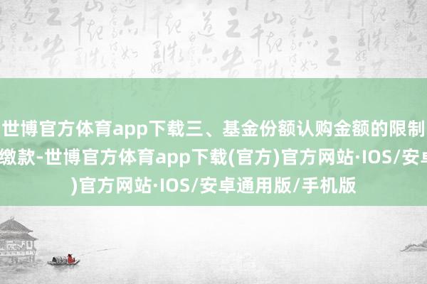 世博官方体育app下载三、基金份额认购金额的限制法则的姿首全额缴款-世博官方体育app下载(官方)官方网站·IOS/安卓通用版/手机版