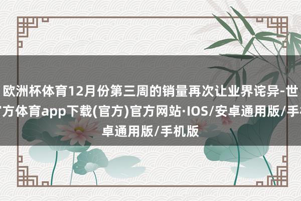 欧洲杯体育12月份第三周的销量再次让业界诧异-世博官方体育app下载(官方)官方网站·IOS/安卓通用版/手机版