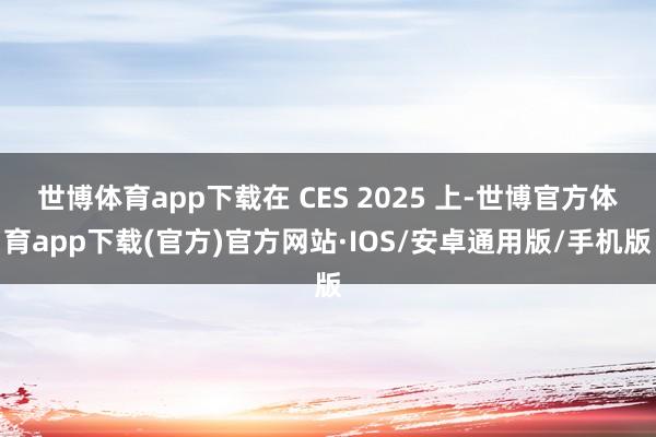 世博体育app下载在 CES 2025 上-世博官方体育app下载(官方)官方网站·IOS/安卓通用版/手机版